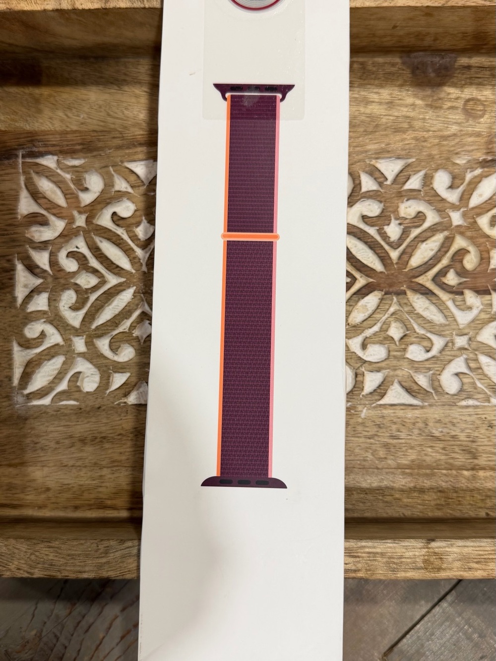 Apple Watch - Sport Loop 40 MM Watch Band in Deep Plum with Neon Orange
